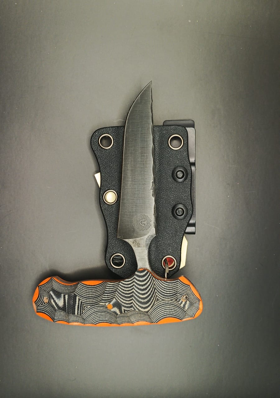 Fixed Blade T Knife – Black and Orange Handle