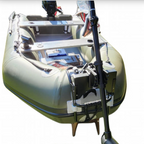 Inflatable boat with front-mounted trolling motor