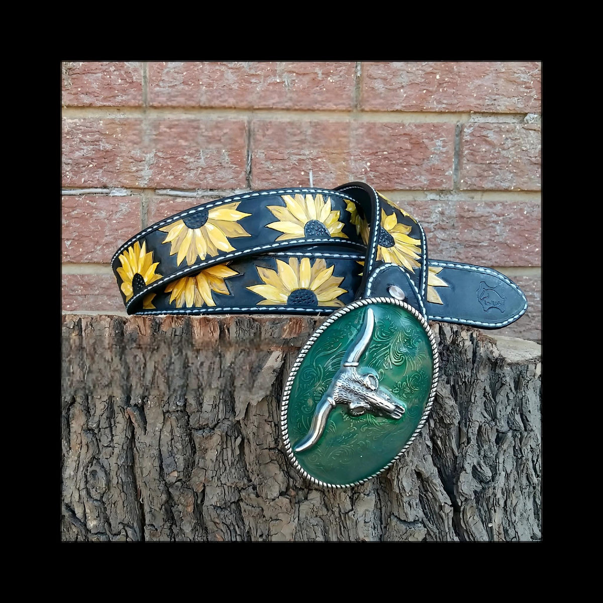Custom Hand Engraved/Tooled Double Layered  Leather Belt