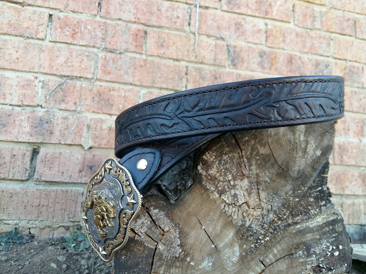 Custom Hand Engraved/Tooled Double Layered  Leather Belt