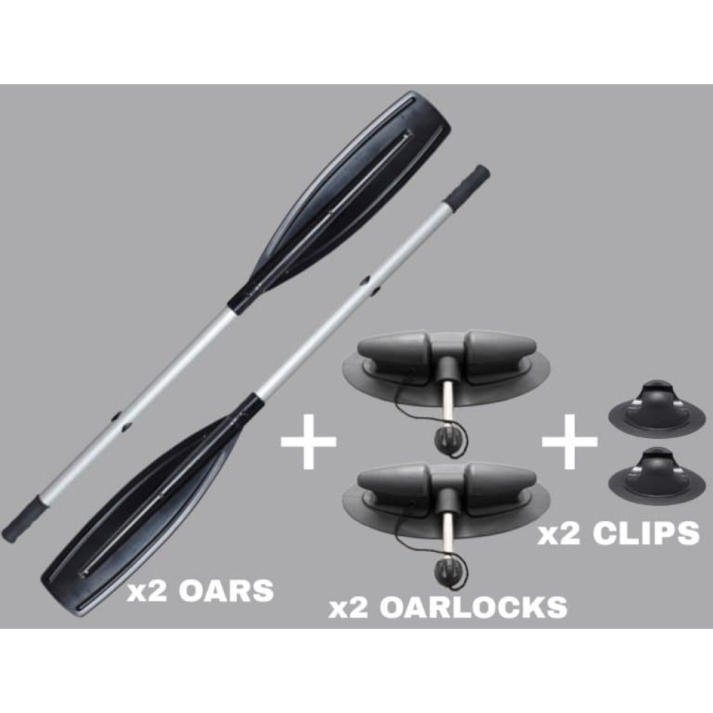 Full rowlock system with oars, oarlocks and clips