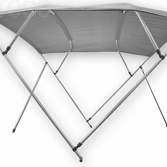 Grey boat canopy with folding aluminium frame
