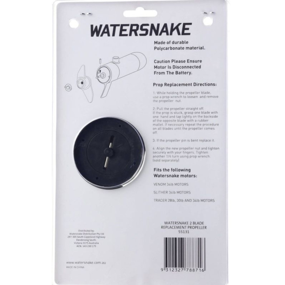 Watersnake replacement propeller kit back packaging